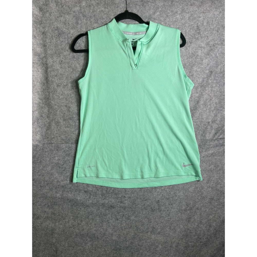 Nike Golf Dri-FIT Sleeveless Polo Shirt Mint Green Quarter Zip Womens Large